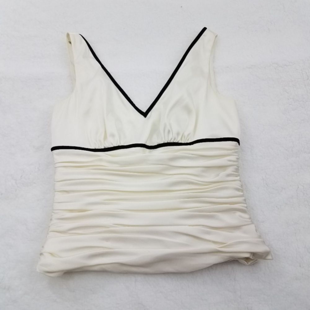 Adrianna Papell Top 2P Satin White Cropped Evening